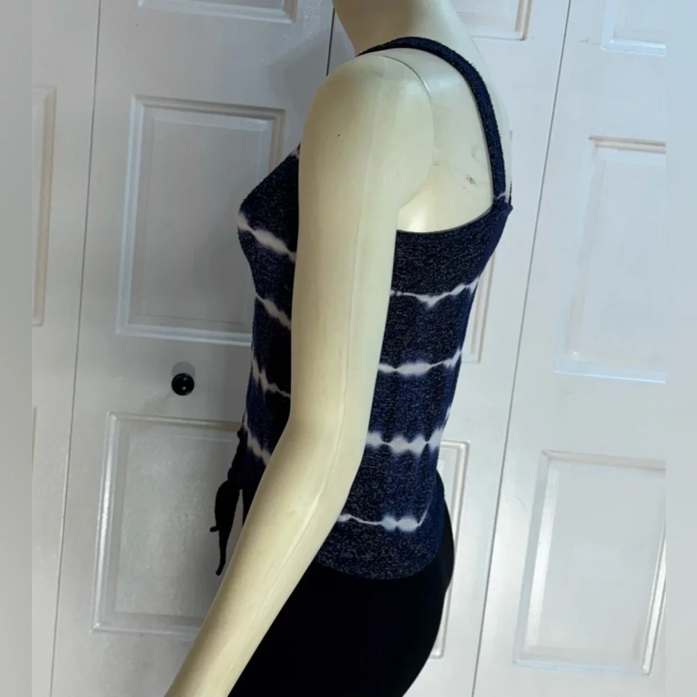 Justice Girls Navy Blue Tie-Dye Button Front Tank Top w/ Tie Hem EUC | Size 8